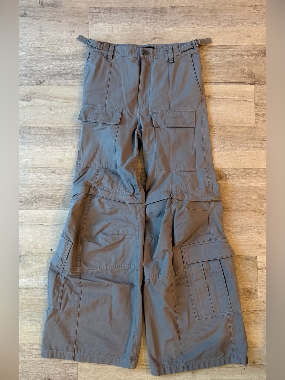 Balenciaga Grey Cotton Ripstop Cargo Pants